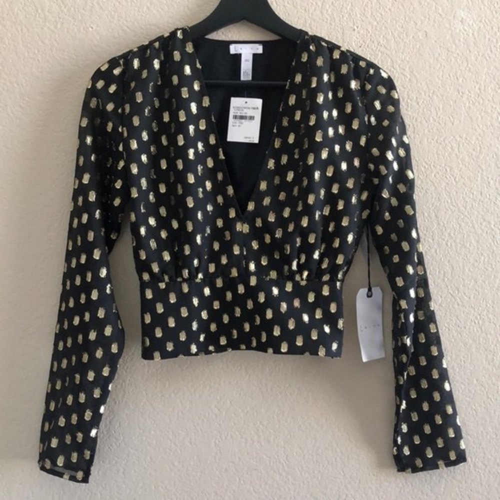 NWT Leith black & gold cropped blouse